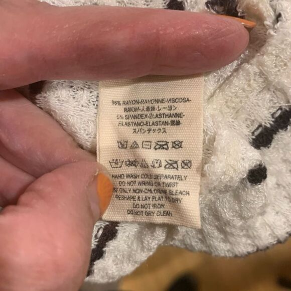 Free People Sunset Park Oversized Thermal Black White‎ Uneven Hem Stretchy XS - Picture 7 of 10